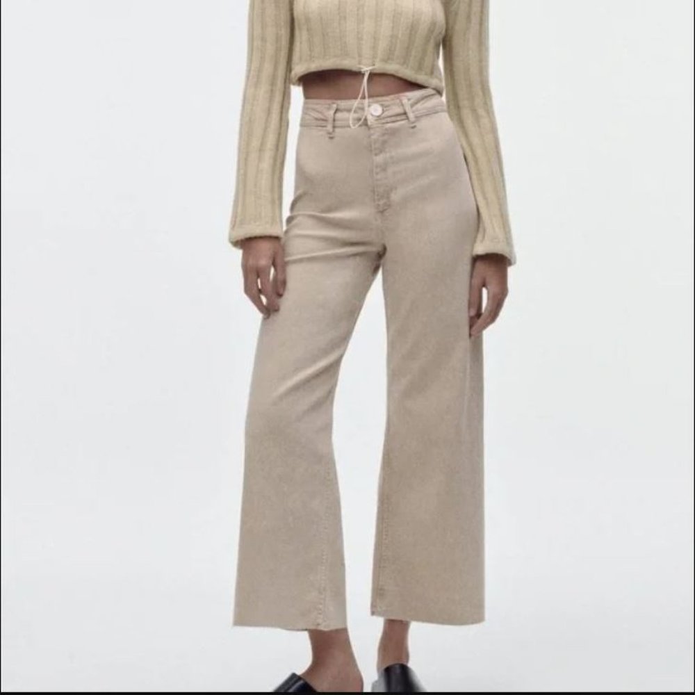Zara - ZW The Marine Straight Jeans - Tan - Size 0